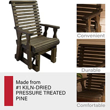 Amish Casual Heavy Duty 600 Lb Roll Back High Back Treated Glider Chair (Dark Walnut Stain)