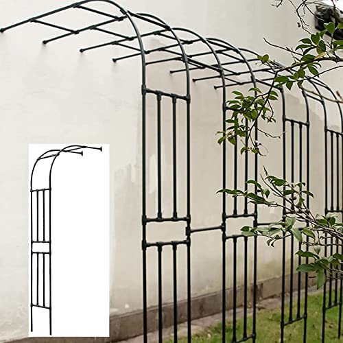 SDdPulse Large 2.4M Heavy Duty Steel Tubular Half-Side Garden Arch Trellis, Metal Arbor Archway for Climbing Plants Roses Vines, Outdoor Garden Lawn Backyard Patio (60x240CM/23.6x94.5in)