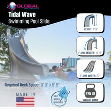 Global Pool Products Tidal Wave Inground Swimming Pool Water Slide Deck Mounted Left Curve Turn Sand GPPSTW-Sand-L