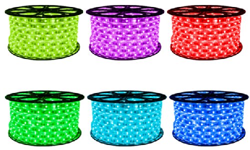 CBconcept® 165 Feet RGB Color Changing 120 Volt High Output LED SMD5050 Flexible Flat LED Strip Rope Light - Commercial Grade, Indoor Outdoor use, Ready to Plug n Shine