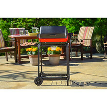 Americana 9325U8.181 Portable Compact Easy Clean 200 Square Inch 3 Heating Zone Electric Cart Grill with Two Folding Tables and Wire Shelf, Red