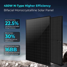SUNGOLDPOWER 10PCS 450W Bifacial Solar Panels,N-Type 16BB,UL61730,Vmp 31V Each,HE Up to 30% Extra Power,for Home Backup,Farm,Residential&Commercial On/Off-Grid Systems(10 * 450W Bifacial)