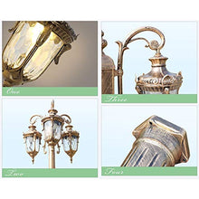 European Vintage Outdoor Ip54 Waterproof Street High Pole Pillar Light E27 3-Lights Glass Die-Cast Alandscape Path Way Decorative Post Light Garden Villa Lawn Illumin(Height 3.2m)