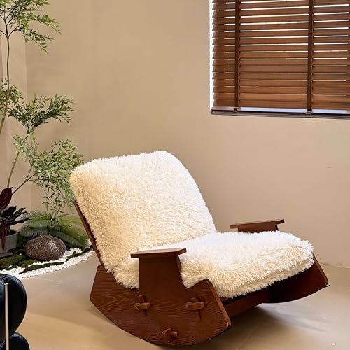 TBJEN Home Balcony Reading Glide Chai Lazy Person Sofa & Padded Plush Seat & High Backrest, for Balcony Living Room Bedroom Brown B