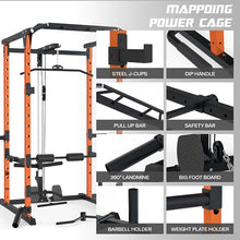 Mappding Power Cage with LAT Pulldown, Squat Rack, 1500 Lbs Capacity, Orange