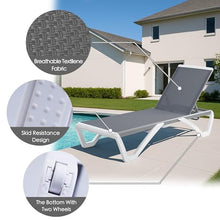 Kozyard Outdoor Chaise Lounge Chair, Full Flat Adjustable Patio Lounger with Aluminum Frame & Resin Legs, Textilene Fabric for Poolside, Backyard & Beach (Gray, 2Chairs + Table)