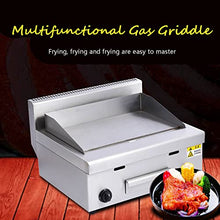 Double Gas Griddle Grill Smooth LPG Commercial Stainless Steel Heavy Duty Restaurant Outdoor Griddle Gas Baking Plate Burger Grill Large Non-Stick Burners Flat Hot Plate for Home and Commercial,718