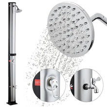 Xoiasth Outdoor Shower with Protective Cover, Temperature Adjustment Garden Pool Shower with Swivel Shower Head and Foot Washer Tap for Outdoor Backyard Poolside
