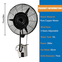 KaBuea Heavy Duty Waterproof Wall Mounted Misting Fan, 90° Oscillation, 3 Speeds, Spray Cooling Fan for Commercial Restaurant & Outdoor Use(One Color,71cm/28in)