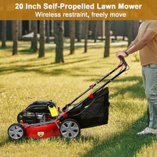 141cc Gas Engine Lawn Mower,2850RPM Gas Lawn Mower,Self Propelled Lawn Mowers, with 50L Grass Tank and Big Wheels for Small Yards Courtyard Lawns Garden Red