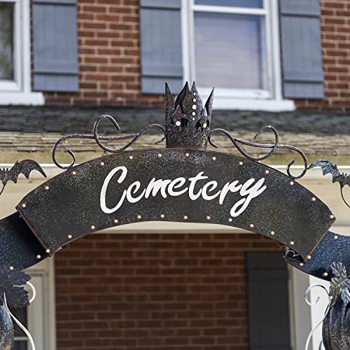 Zaer Ltd. Large Metal Halloween Archway Arbor with Pumpkins and Ghosts