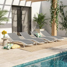 Outdoor Escape White Outdoor Patio Chaise Lounge Set of 4, Comfortable Sun Lounge Chairs, Durable Construction, Ideal for Garden, Poolside, Backyard