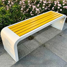 Vttui U-Shaped Outdoor Bench, Steel Frame Patio Bench 150cm Yellow