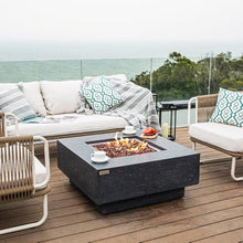 Manhattan Concrete Fire Pit 36" x 36" Outdoor Patio Firepit Includes Lava Rocks Modern Fire Pits & Outdoor Fireplaces for Garden, Deck, Indoor & Outdoor Heating