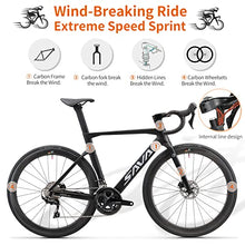 SAVADECK Carbon Road Bike T800 Carbon Fiber Frame 700C Racing Bicycle Shimano 105 R7000 22 Speed Groupset Mechanical Disc Brake Black White