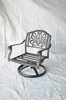 Elizabeth Outdoor Patio Set of 3 Swivel Rocker Club Chairs Cast Aluminum with Sesame Cushions