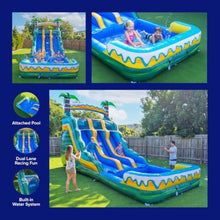 HeroKiddo 15ft Tropical Commercial Inflatable Dual Lane Water Slide