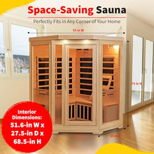 Heat Wave Sonoma 3 Person Corner Infrared Wood Sauna for Home - Thick Hemlock Interior with Chromotherapy Light & 7 Carbon Infrared Heaters for Energy-Efficient, Low EMF Infrared Sauna Relaxation