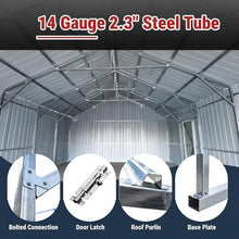 DuraYu 12×20 FT Outdoor Single Car Metal Garage Shed with Double Doors for Vehicle, Tool, and Garden Storage, Cream