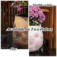 Resin-Stone Composite Pots for Plants, Vintage Plant Pot with Drainage Hole, Classic Flower Pot, Outdoor Large Planter for Gardening, Hotel Decoration(Marble-White,Medium)