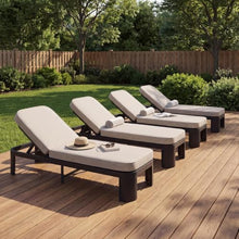 Merax Acacia Wood Outdoor Chaise Lounge Chair Set of 4 with Cushion, Black