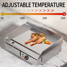 Commercial Electric Griddle 3000W BBQ Grill Stainless Steel Countertop Full Flat Hot Plate Grill Non-Stick Restaurant Teppanyaki