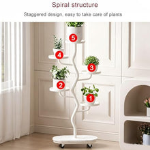 ARTUNV Tall 6 Tier Corner Plant Stand With Wheels, Sturdy Metal Flower Shelving Unit For Multiple Pots(Color:White)