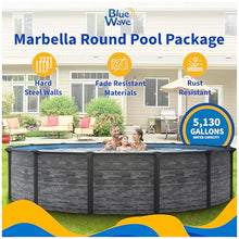 Blue Wave Marbella 15-ft Round 52-in Deep Above Ground Swimming Pool – with Steel Wall & Top Rails, Sand Filter, Overlap Liner, A-Frame Ladder & Maintenance Kit – Complete Outdoor Pool Accessories