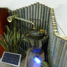 GenSDH Handmade Bamboo Fountain Kit, Solar Bird Bath Fountain, Outdoor Waterfall Feature, Garden Water Spout with Pump, for Lawn, Backyard Pond, Rockery, Stone Trough, 31.5In,27.6in