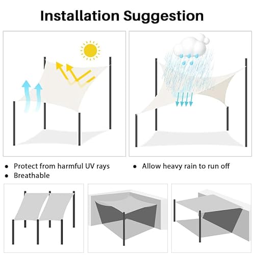 COARBOR Reinforced Wire Sun Shade Sail Rectangle Heavy Duty Canopy Cover with Steel Cable Brown