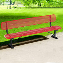 Metal Park Bench for Outside, Outdoor Bench with Backrest & Portable Frame