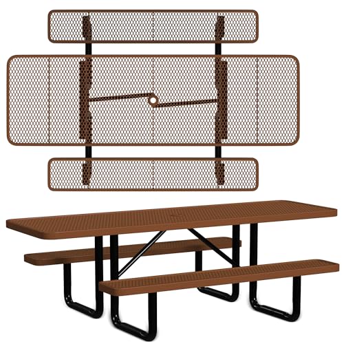 Leisure Craft 8 ft ADA Metal Picnic Table with Bench, Made in USA