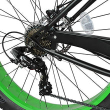 MICARGI 26” Beach Cruiser Bicycles Fat Tire Bikes 18.5-Inch Medium High-Tensile Steel Frame, Variable 7 Speed Green BK/NGRN