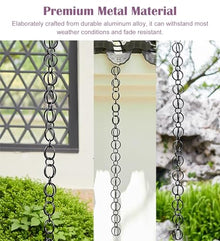 YUSIWOAL Modern Rain Gutter Chains Downspout Decoration with Hooks, Black Aluminum(4M (13Ft))