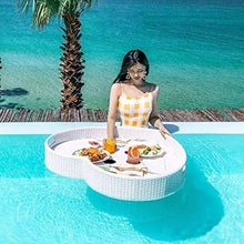 ERoomQ Floating Tray, Rattan Floating Breakfast Tray, Swimming Pool Floats for Adults, Pool Serving Trays for Swimming Spas, Bath, and Parties, Various Styles Available (Oval 100×60×20Cm)