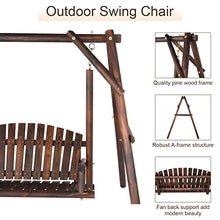 6.5ft Patio Swing Chair, 2-Seat Porch Swing with Stand, Wooden Patio Swing Chair Bench, for Garden, Poolside,Bench Swing Patio Seating Porch Swings,2 Seater with Stand for Front Deck (Carbonized)