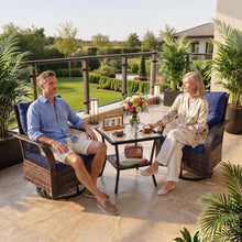 Hosslly Wicker Patio Furniture Set with Swivel Glider Chairs, Side Table