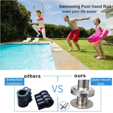 MSHOSAC Pool Handrail,Stainless Steel Pool Handrail 2-Pack, 3-Bend Railing with Base Plate for Indoor/Outdoor Inground Pools, Easy Install Swimming Pool Safety Handrails