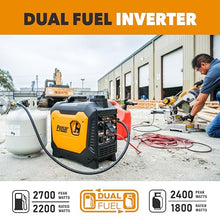 Pulsar 2700 Watt Portable Inverter Generator, Dual Fuel Gasoline & Propane, CO Sensor, Super Quiet, Use for Jobsite, Camping, Outdoor & Home, NE27BISCO