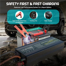 sujeniir Lithium Battery Charger 14.6V 80A 100Ah Solar Charger Current Voltage Adjustable for 12V 15V Lifepo4 Lithium Universal Chargers(100A with Clip Multi,AU Plug)