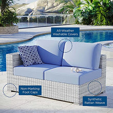 Modway Convene Wicker Rattan Outdoor Patio Left-Arm Loveseat in Light Gray Light Blue