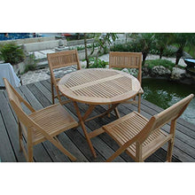 Anderson Teak Windsor Round Bistro Set - Folding Table & Chairs 5-Piece