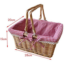 GAAHRQQQ Picnic Basket Woven tural Wicker Basket with Double Handles and Cloth Lining for Food Sundry Container Fruit Storage Small