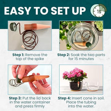 Blumat Classic Self-Watering Stakes - Prevents Overwatering and Underwatering for Healthy Growth While You are Away - Ideal for Indoor Plant Watering, 50 Pack, w Adapter