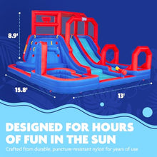 SUNNY & FUN Mega Climb N’ Go Inflatable Water Slide Park with Two Slides