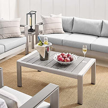Lounge Sectional Sofa Chair Table Set, Aluminum, Silver Grey Gray, Modern, Outdoor Patio