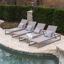 Christopher Knight Home Chloe Outdoor Mesh Chaise Lounge Set, 4-Pcs, Grey/Silver