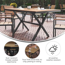 Flash Furniture Commercial 59x35.5 in Metal Dining Table, Natural/Gray