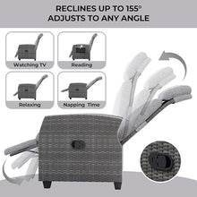 Reljofum Outdoor Wicker Recliner Chair Set of 2 Grey