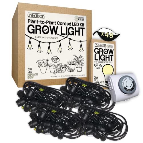 Miracle LED Un-Edison Energy Miser Plant-to-Plant Grow Light Kit Full Spectrum Bulbs Replacing 60W (4-Pack) with SproutMatic Grow Light Timer (609873)